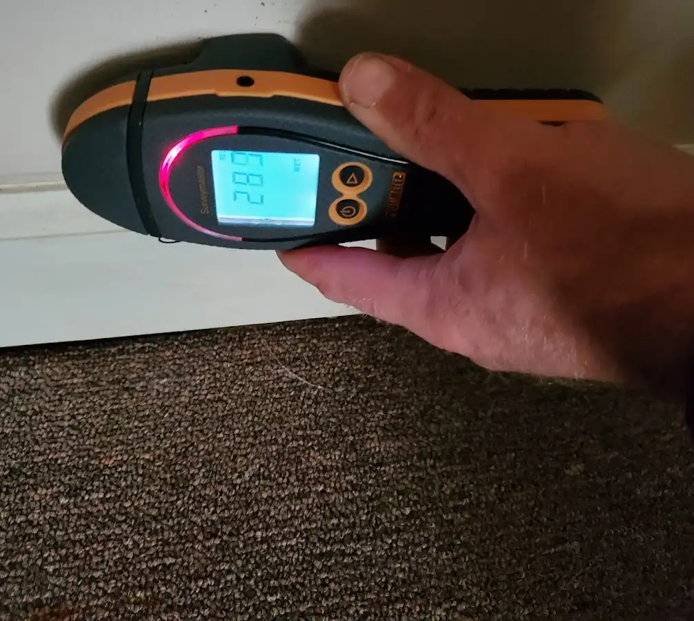 Moisture detection at baseboard during Mold Inspection & Testing in Middleton