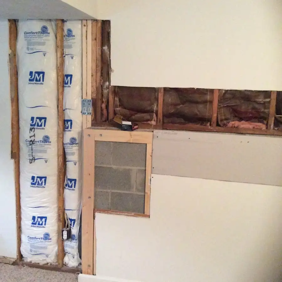Wall insulation replacement during Basement Flood Cleanup in Middleton
